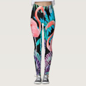 Leggings Guêtres vibrantes et roses d'impression de Flamant (Devant)