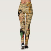 Leggings Guêtres victoriennes d'aquarelle de feuille de (Dos)