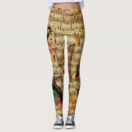 Leggings Guêtres victoriennes d'aquarelle de feuille de (Devant)