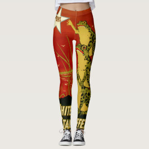 Leggings Guêtres vintages d'annonce de café de grenouille
