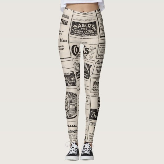 Leggings Guêtres vintages de publicité de journal (Devant)