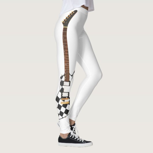 LEGGINGS GUITARE ÉLECTRIQUE UNIQUE ICONIQUE À DAMIERS (Droite)