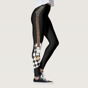 LEGGINGS GUITARE ÉLECTRIQUE UNIQUE ICONIQUE À DAMIERS