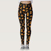 Leggings Halloween Bat Skull Pumkin Pattern (Devant)