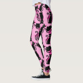 Leggings halloween black cat witch pink (Gauche)