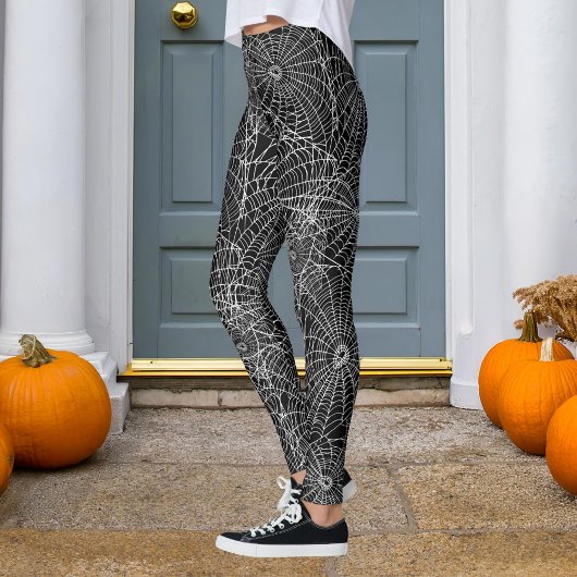 Leggings Halloween Black et White Spider Web
