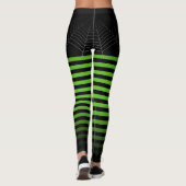 Leggings Halloween Black green spider web stripes ombre (Dos)