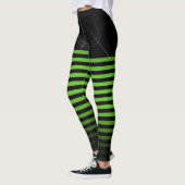 Leggings Halloween Black green spider web stripes ombre (Gauche)