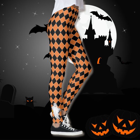 Leggings Halloween Black & Orange Ghost Citrouille