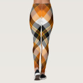Leggings Halloween blanc, orange, jaune et noir plaid (Dos)