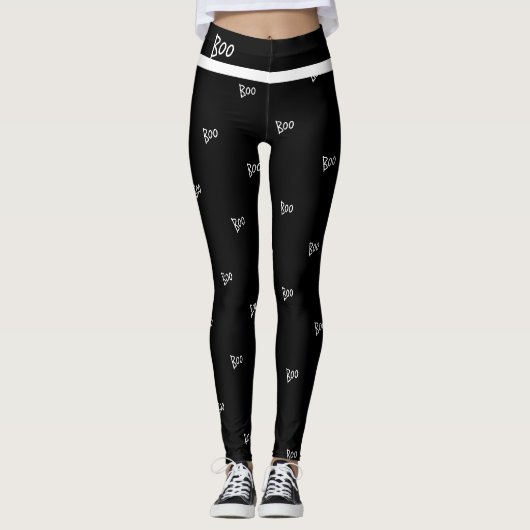 Leggings Halloween boo noir et blanc (Devant)