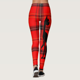 Leggings Halloween Chat Noir Plaid Automne Orange