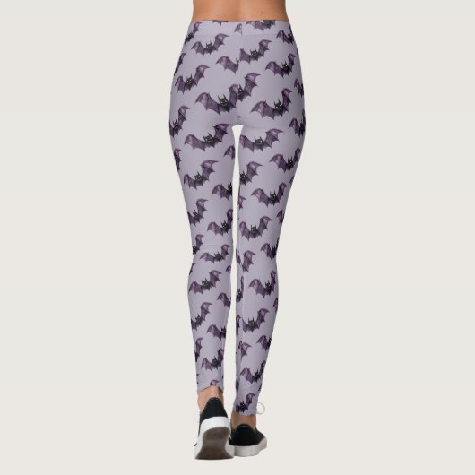Leggings Halloween chauves-souris violette Éffrayante effro (Dos)