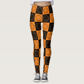 Leggings Halloween Concentré Orange et Pois noirs (Devant)