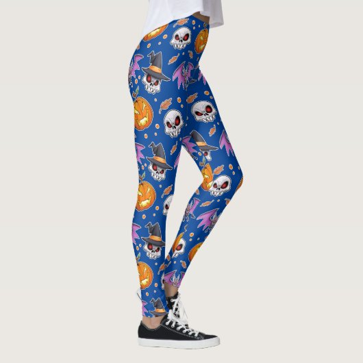 Leggings Halloween Cool déplaisant (bleu) (Droite)