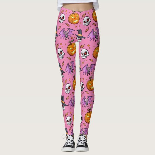 Leggings Halloween Cool déplaisant (rose) (Devant)
