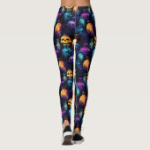 Leggings Halloween Crâne effrayant Orange Purple Bleu brill (Dos)