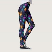 Leggings Halloween Crâne effrayant Orange Purple Bleu brill (Droite)