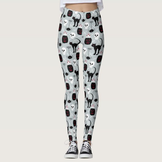 Leggings Halloween crâne noir - Halloween femme serré (Devant)