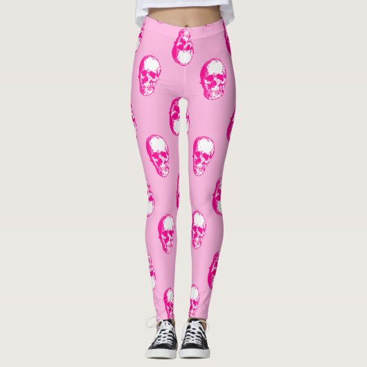 Leggings halloween crâne rose gothique (Devant)