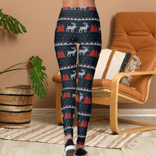Leggings Halloween Crossover Fun Reindeer Christmas Pattern