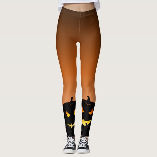 Leggings Halloween de l'Orange Citrouille maléfique (Devant)