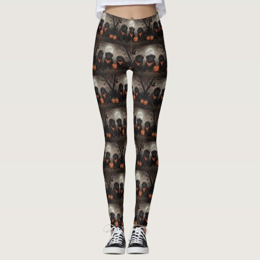 Leggings Halloween de Terre-Neuve Éffrayant (Devant)
