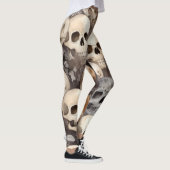 Leggings Halloween des crânes d'aquarelle éffrayante (Droite)