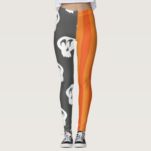 Leggings Halloween éffrayant Chic Skuls & Stripes (Devant)