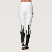 Leggings Halloween Éffrayant moderne noir blanc lune chauve (Dos)