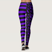 Leggings Halloween Éffrayant sorcière violet rayé (Dos)