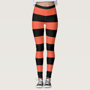 Leggings Halloween Festif Black & Orange Stripes
