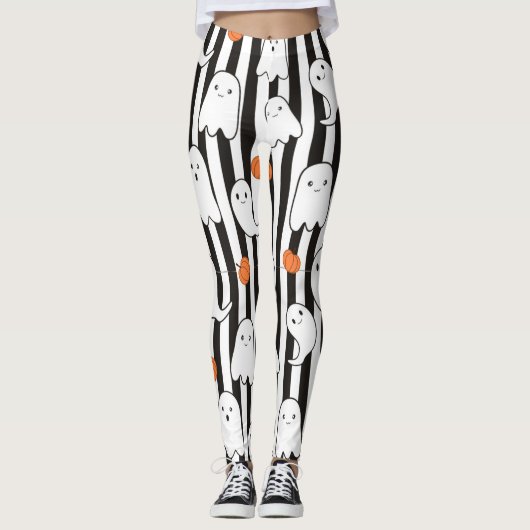 Leggings Halloween Ghost et Motif Citrouille (Devant)