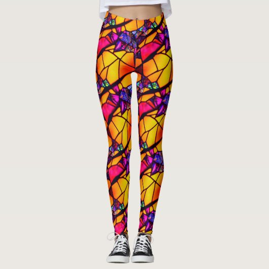 Leggings Halloween Glas in lood Pattern (Voorkant)