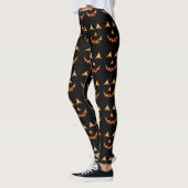 Leggings Halloween Jack O'lantern Citrouille Face Graphique (Gauche)
