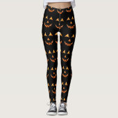 Leggings Halloween Jack O'lantern Citrouille Face Graphique (Devant)