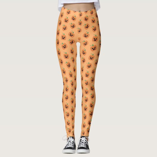 Leggings Halloween Kawaii Pumpkins Pattern (Devant)