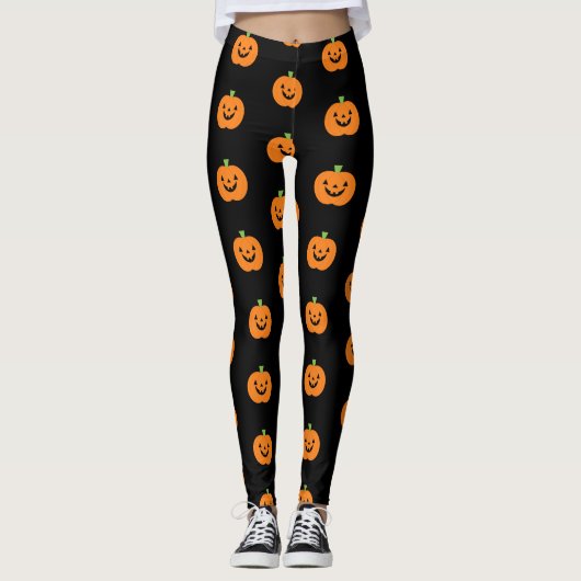 Leggings Halloween Les Jambes De La Femme Citrouille (Devant)