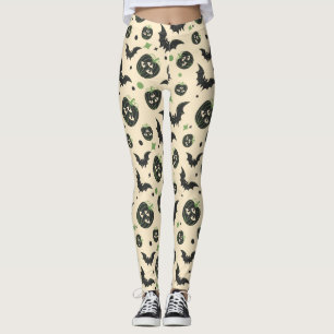 Leggings Halloween moderne à 3 yeux Citrouille et chauves-s