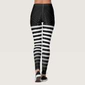 Leggings Halloween noir blanc araignée rayures web ombre (Dos)