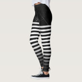 Leggings Halloween noir blanc araignée rayures web ombre (Gauche)