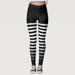Leggings Halloween noir blanc araignée rayures web ombre