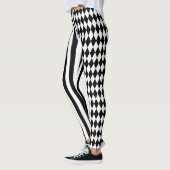 Leggings Halloween noir blanc rayures Harlequin Motif (Gauche)
