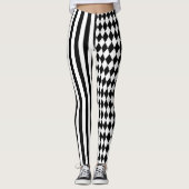 Leggings Halloween noir blanc rayures Harlequin Motif (Devant)