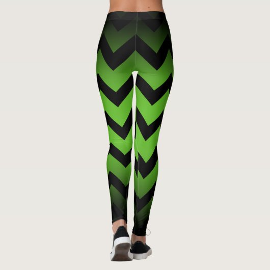 Leggings Halloween noir chevron rayures lignes ombre vert (Dos)