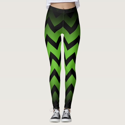 Leggings Halloween noir chevron rayures lignes ombre vert (Devant)