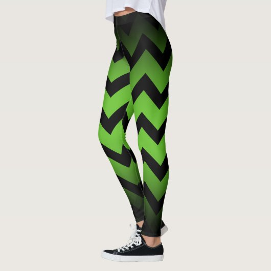Leggings Halloween noir chevron rayures lignes ombre vert (Gauche)
