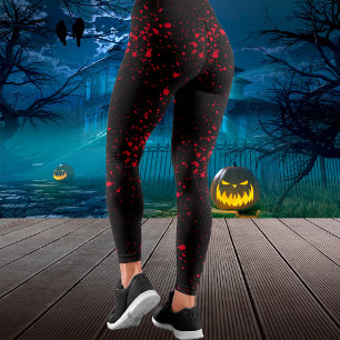 Leggings Halloween noir et rouge éclaboussure de sang