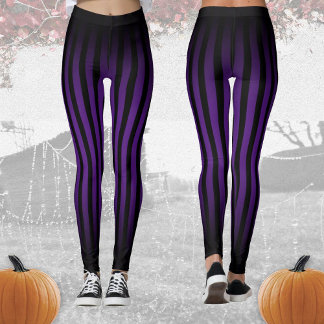 Leggings Halloween noir et violet rayures verticales ombre