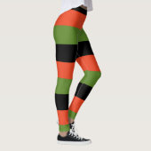 Leggings Halloween noir orange et vert rayé (Droite)